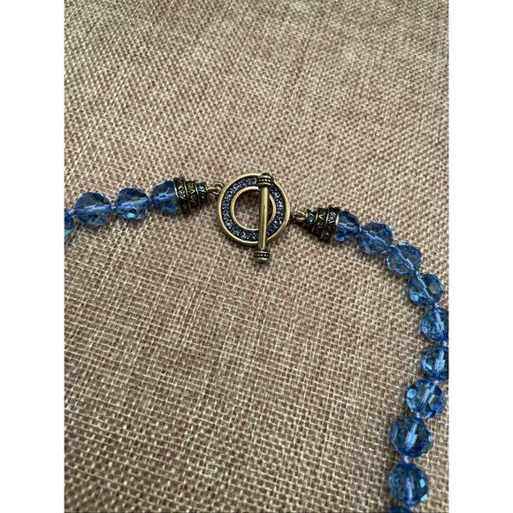 Heidi Daus Blue Crystal Choker Necklace Toggle Clasp - Picture 8 of 10
